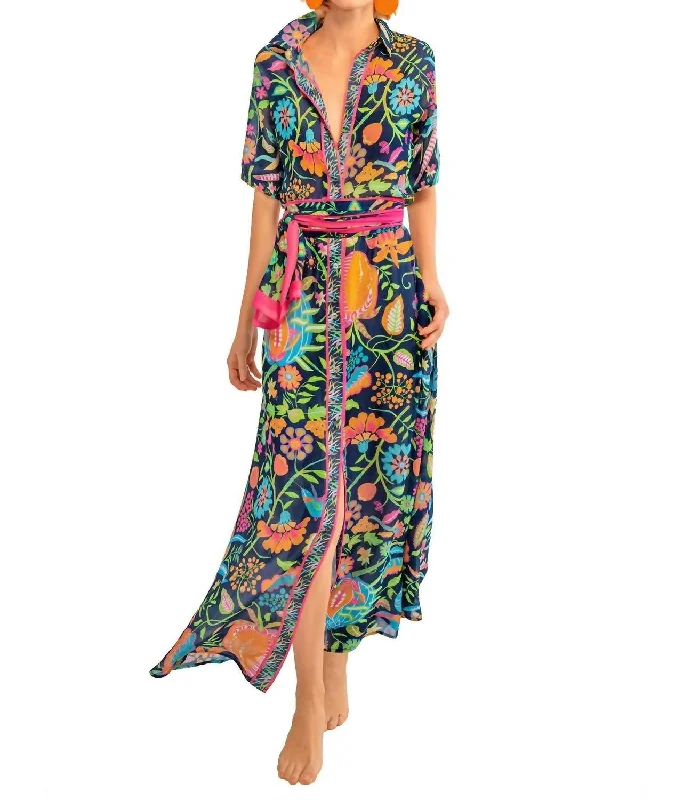 Price Fest Panache Maxi Dress - Humming Bird Heaven In Navy