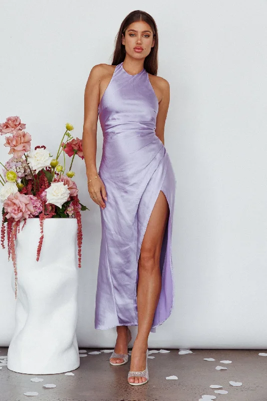 Special Price Sonoma Halterneck Faux Wrap Twist Back Maxi Dress Lavender
