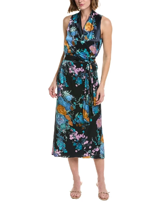 Special Buy Vince Painted Bouquet Draped Wrap Dress