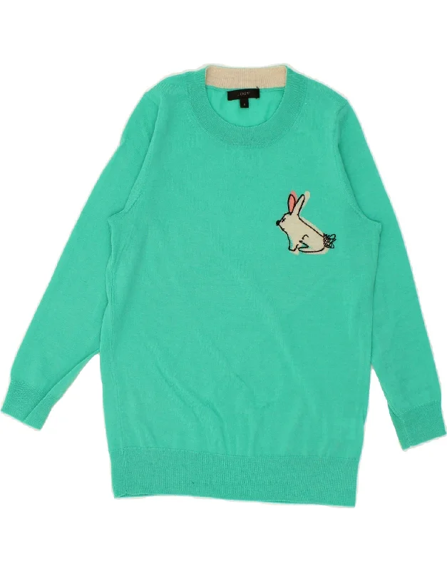 Big Savings J. CREW Womens Crew Neck Jumper Sweater UK 10 Small Turquoise Merino Wool Big Savings J. CREW Womens Crew Neck Jumper Sweater UK 10 Small Turquoise Merino Wool