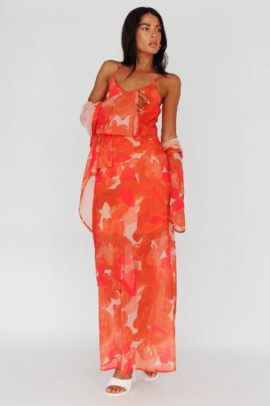 Lowest Price Stasi Cami Strap Midi Dress Floral Orange
