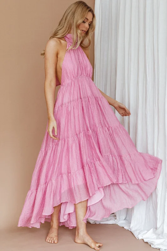 Discount Mania South Haven Halter Midi Dress Pink