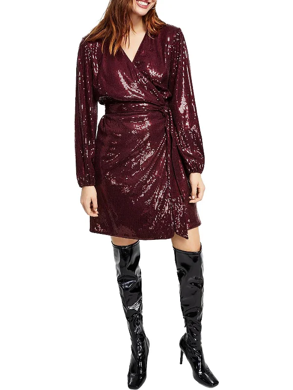 Buy Now Womens Sequined Knee Wrap Dress