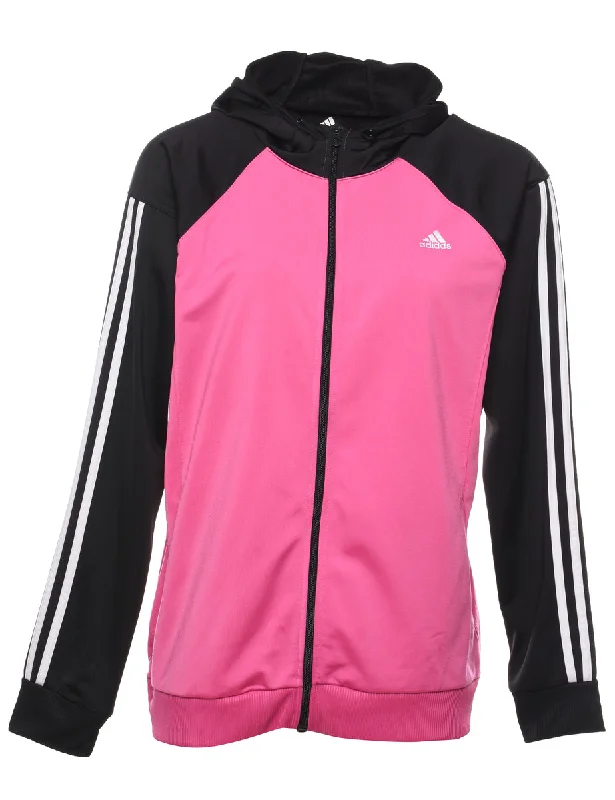 Overstock Sale Adidas Hooded Black & Pink Track Top - XXL