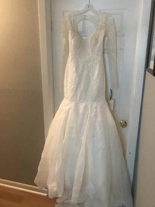 Big Discounts David's Bridal TRULY ZAC POSEN LONG ILLUSION SLEEVE WEDDING DRESS