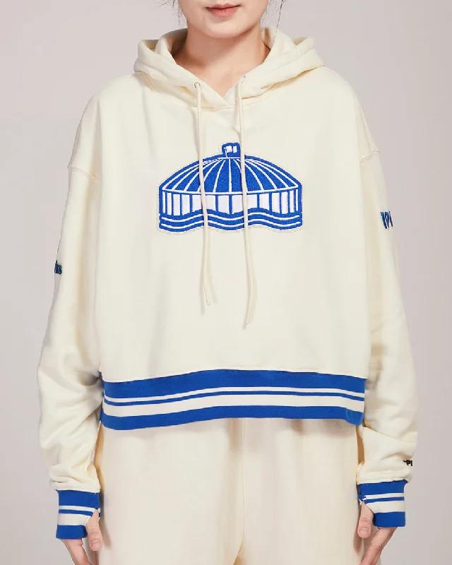 Buy More, Save More NFL SEATTLE SEAHAWKS RETRO CLASSIC RIB FLC CROPPED PO HOODIE (EGGSHELL/ ROYAL BLUE)