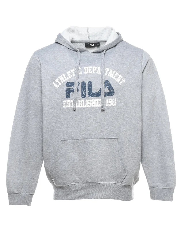 Buy More, Save More Fila Grey, White & Navy Printed Hoodie - L