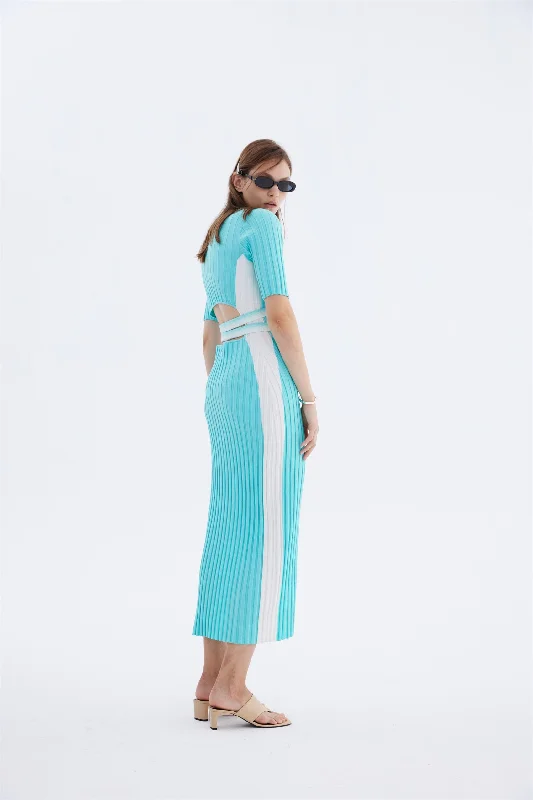 Clearance Event JODIE PLEATED LONG DRESS WITH WAVY SIDE SLIT