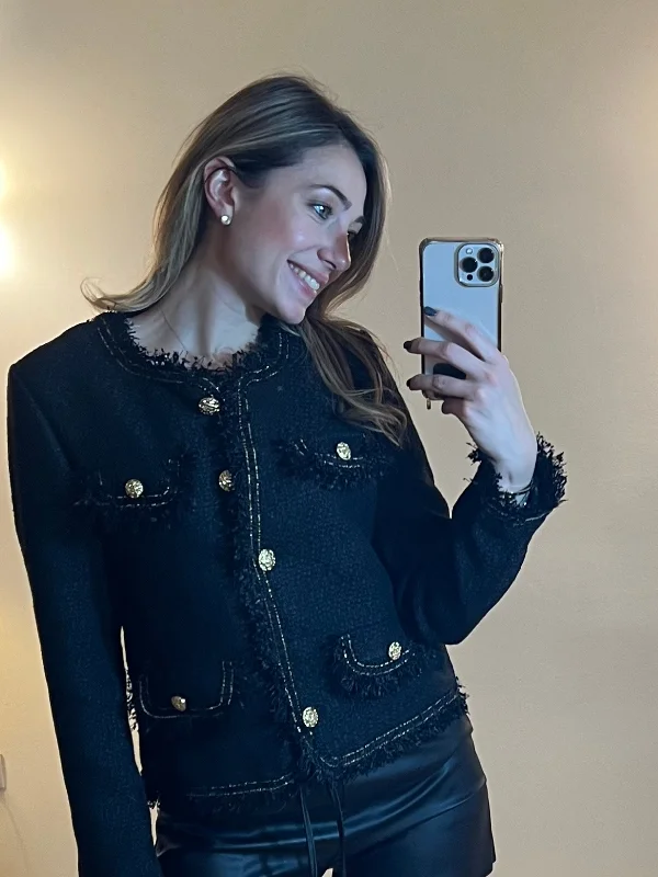 Seasonal Sale Tweed blazer with gold buttons