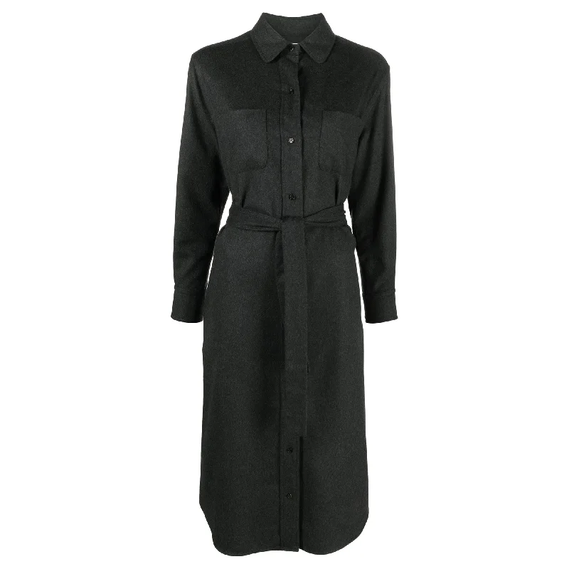Super Sale Silk Cashmere Maxi Shirt Dress