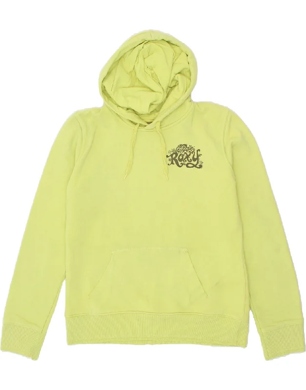 Price Reduction ROXY Womens Graphic Hoodie Jumper UK 18 XL Yellow Cotton