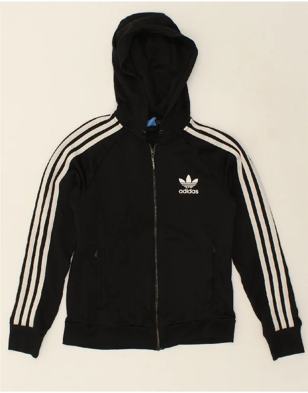 Exclusive Deal ADIDAS Womens Zip Hoodie Sweater UK 10 Small  Black Polyester