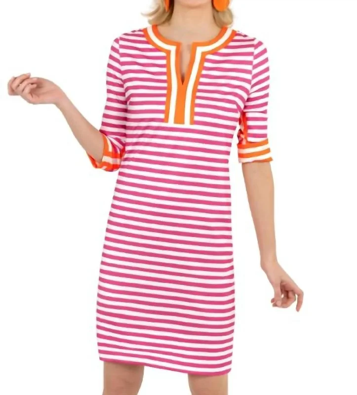 Price Break Split Neck Dress - The Hinckley In Pink
