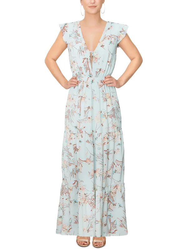 YEAR-End Sale Womens Crepe Floral Maxi Dress