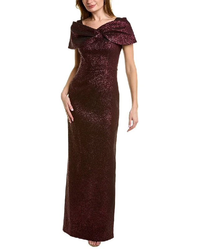 Limited Availability Teri Jon by Rickie Freeman Metallic Jacquard Gown
