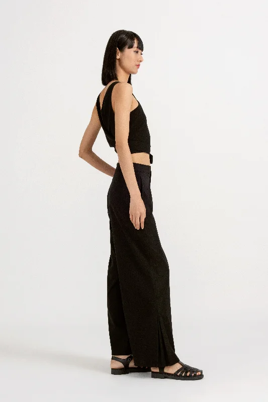 Price Meltdown Donna Pleated-Hem Pants in Obsidian Black