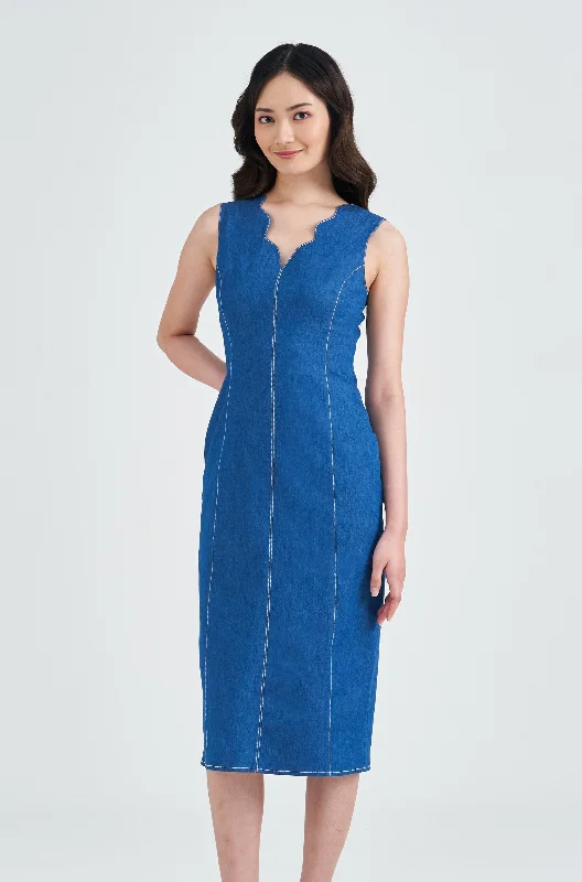 Buy Now [Online Exclusive] Moana Scallop Denim Dress