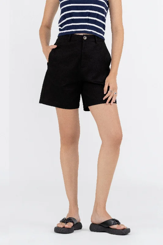 Overstock Sale Abby Cotton Bermuda Shorts in Coal Black