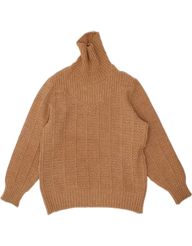 Deep Discounts VINTAGE Womens Roll Neck Jumper Sweater UK 16 Large Brown