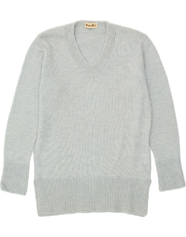 Factory Direct Sale PENNY PULL Womens V-Neck Jumper Sweater UK 14 Medium Blue Wool
