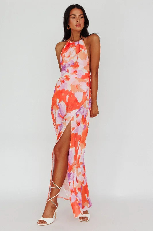 Instant Savings Val Cowl Back Maxi Dress Floral Orange