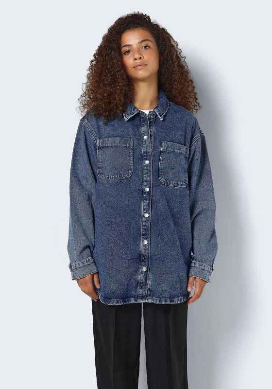 Hurry In Noisy May Alva Denim Shacket, Medium Blue Denim