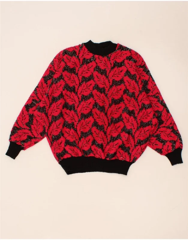 Super Deal VINTAGE Womens Batwing Turtle Neck Jumper Sweater UK 8 Small Red