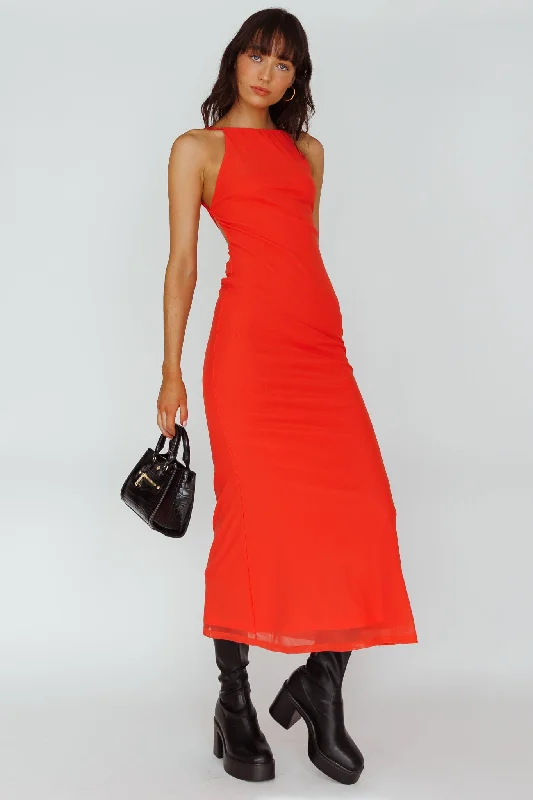Exclusive Deal Genova Strappy Back Maxi Dress Coral