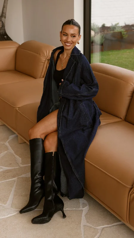 Price Smash Candice Trench Coat - Indigo
