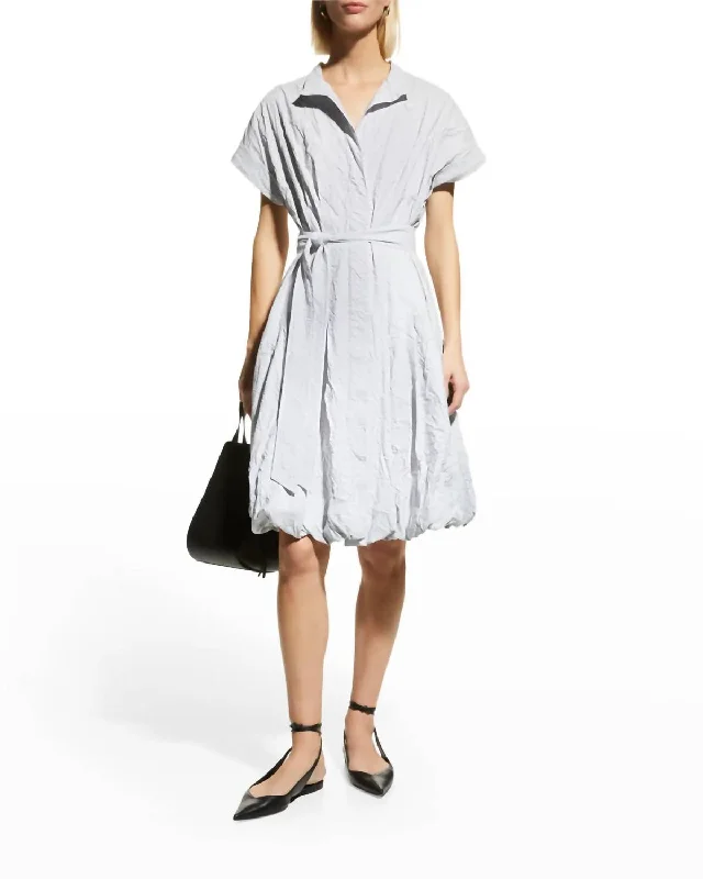 Clearance Sale Lilibet Crushed Pinstripe Bubble Dress In Black & White