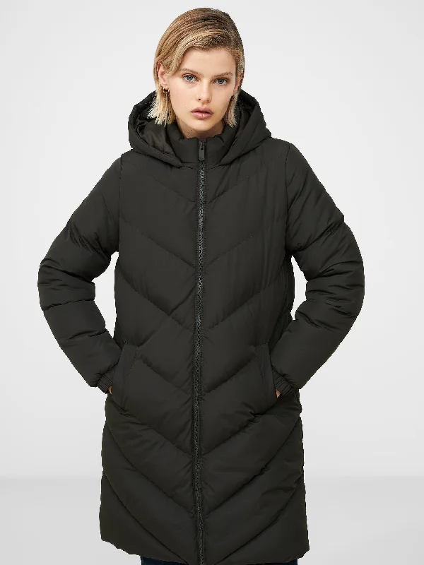 Massive Deals Hooded Chevron Puffer Coat