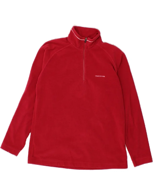 Midnight Sale CRAGHOPPERS Womens Zip Neck Fleece Jumper UK 12 Medium Red Polyester