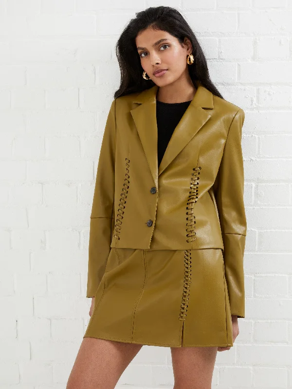 Big Discounts Crolenda PU Lace-Up Cropped Blazer