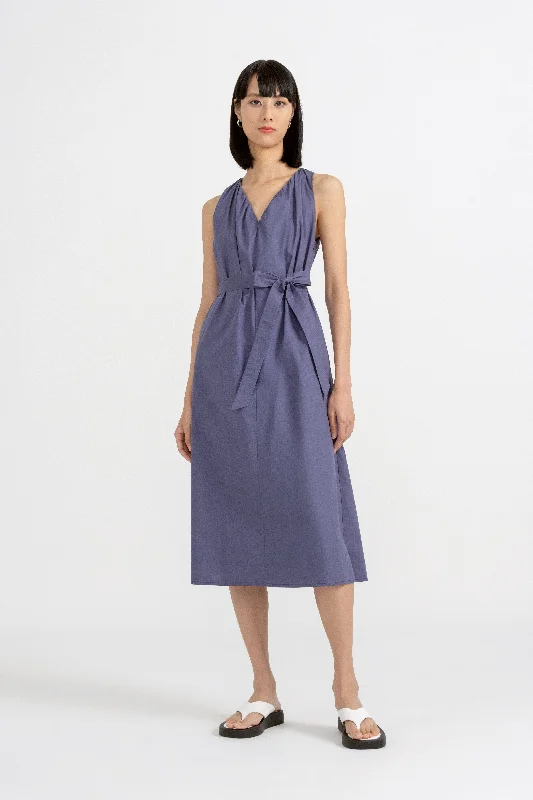 Sneak Peek Sale Sabine Trapeze Midi Dress in Violet Blue