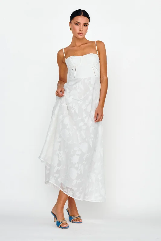 Price Meltdown Well Wishing Textured Laced Back Midi Dress White