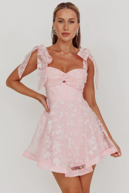 Deal Alert Oliana Tied Shoulders Keyhole Mini Dress Blush
