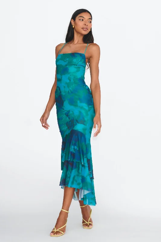 Great Deals Avalee Layered Hem Mesh Dress Green