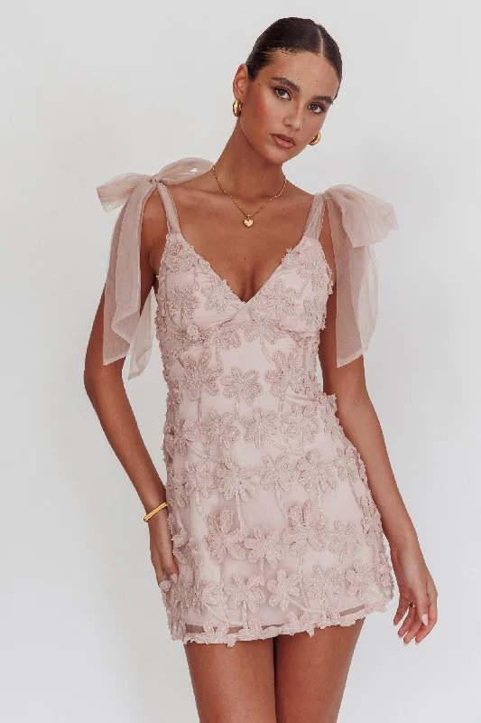 Closeout Mykonos Morning Tied Shoulder Embellished Mini Dress Blush